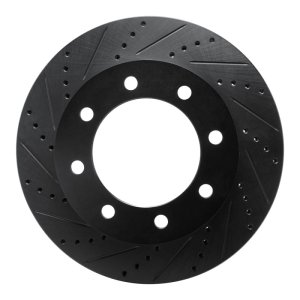 Ford F-350 Super Duty Brake Rotor (1) - Front Left - R1 Concepts - Drilled & Slotted - Black - `05-`12